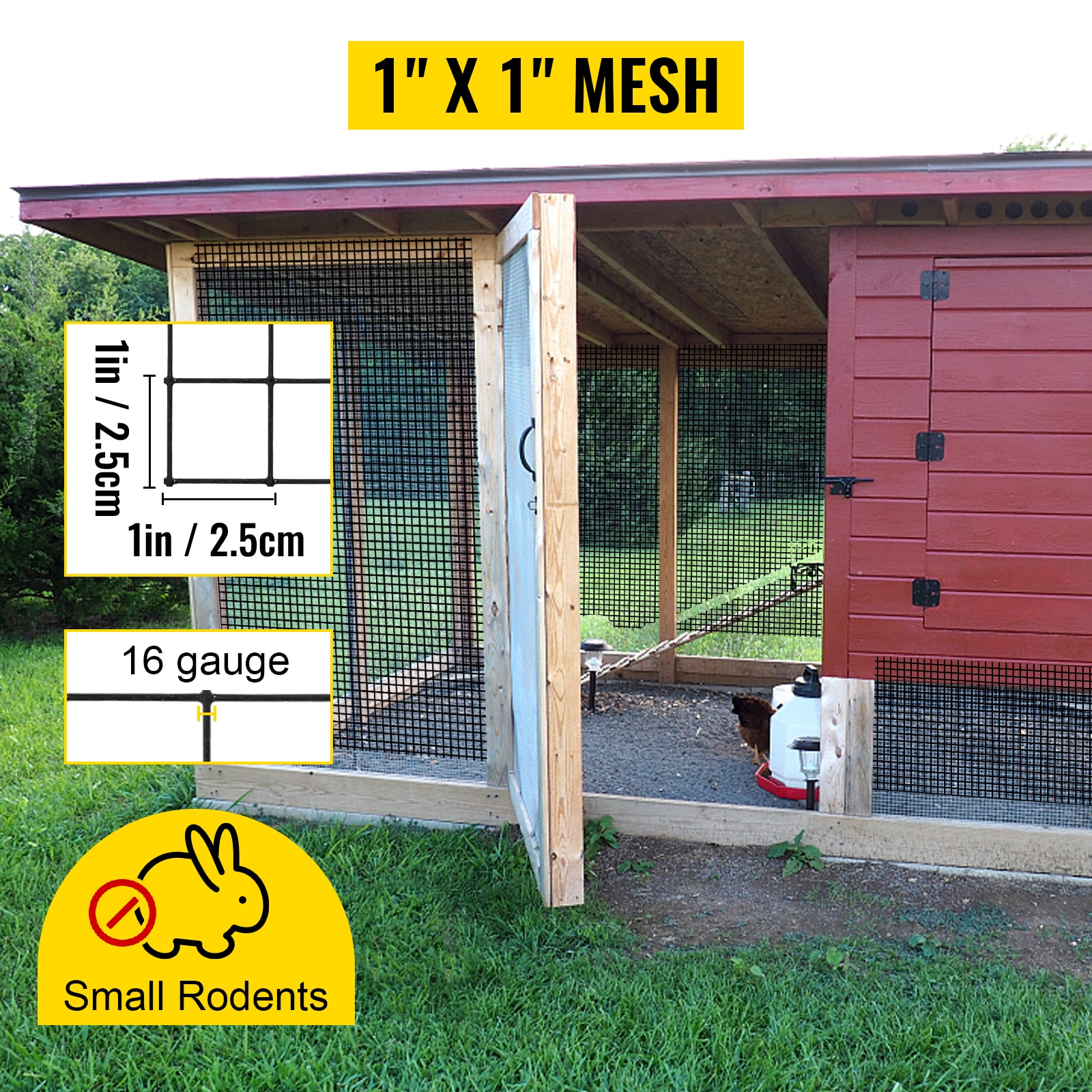 Hardware Cloth, 36" X 50' & 1"x1" Mesh Size, Galvanized Steel Vinyl Coated 16 Gauge Chicken Wire Fencing W/A Cutting Plier & A Pair Of Fabric Gloves, For Garden Fencing & Pet Enclosures, Black_maomaolike.com